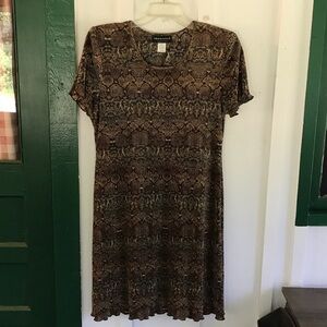 Connected Apparel Brown Patterned Dress